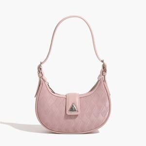 Commense Pink Adjustable Strap Diamond Crescent Bag